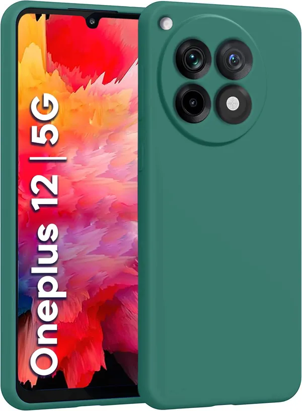 TRUEUPGRADE_Liquid_Silicone_Designed_Back_Case_Cover_for_OnePlus_12_5G_|_Microfiber_Inside,_Full_Protection_|_Bumper_Back_Cover_Case_for_OnePlus_12_5G_-_Green