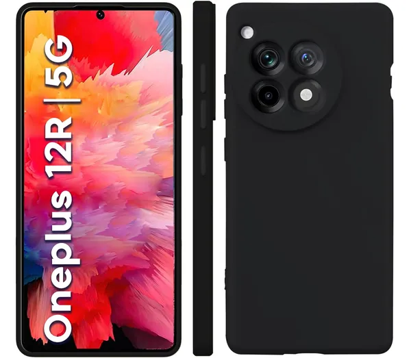 TRUEUPGRADE_Liquid_Silicone_Designed_Back_Case_Cover_for_OnePlus_12R_5G_|_Microfiber_Inside,_Full_Protection_|_Bumper_Back_Cover_Case_for_OnePlus_12R_5G_-_Black