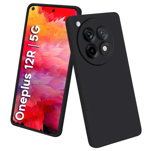 TRUEUPGRADE_Liquid_Silicone_Designed_Back_Case_Cover_for_OnePlus_12R_5G_|_Microfiber_Inside,_Full_Protection_|_Bumper_Back_Cover_Case_for_OnePlus_12R_5G_-_Black