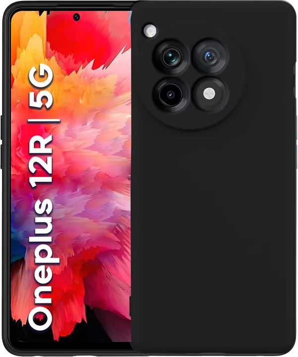 TRUEUPGRADE_Liquid_Silicone_Designed_Back_Case_Cover_for_OnePlus_12R_5G_|_Microfiber_Inside,_Full_Protection_|_Bumper_Back_Cover_Case_for_OnePlus_12R_5G_-_Black