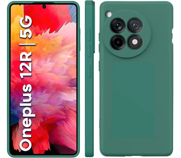 TRUEUPGRADE_Liquid_Silicone_Designed_Back_Case_Cover_for_OnePlus_12R_5G_|_Microfiber_Inside,_Full_Protection_|_Bumper_Back_Cover_Case_for_OnePlus_12R_5G_-_Green