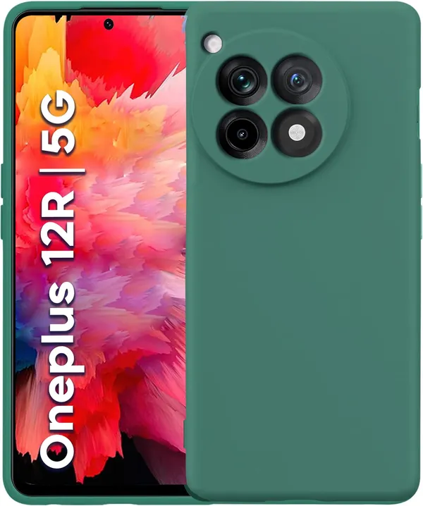 TRUEUPGRADE_Liquid_Silicone_Designed_Back_Case_Cover_for_OnePlus_12R_5G_|_Microfiber_Inside,_Full_Protection_|_Bumper_Back_Cover_Case_for_OnePlus_12R_5G_-_Green