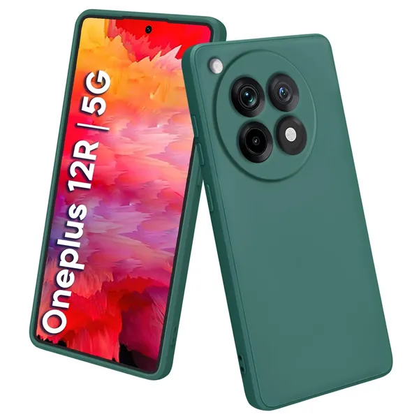 TRUEUPGRADE_Liquid_Silicone_Designed_Back_Case_Cover_for_OnePlus_12R_5G_|_Microfiber_Inside,_Full_Protection_|_Bumper_Back_Cover_Case_for_OnePlus_12R_5G_-_Green