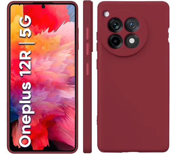 TRUEUPGRADE_Liquid_Silicone_Designed_Back_Case_Cover_for_OnePlus_12R_5G_|_Microfiber_Inside,_Full_Protection_|_Bumper_Back_Cover_Case_for_OnePlus_12R_5G_-_Wine