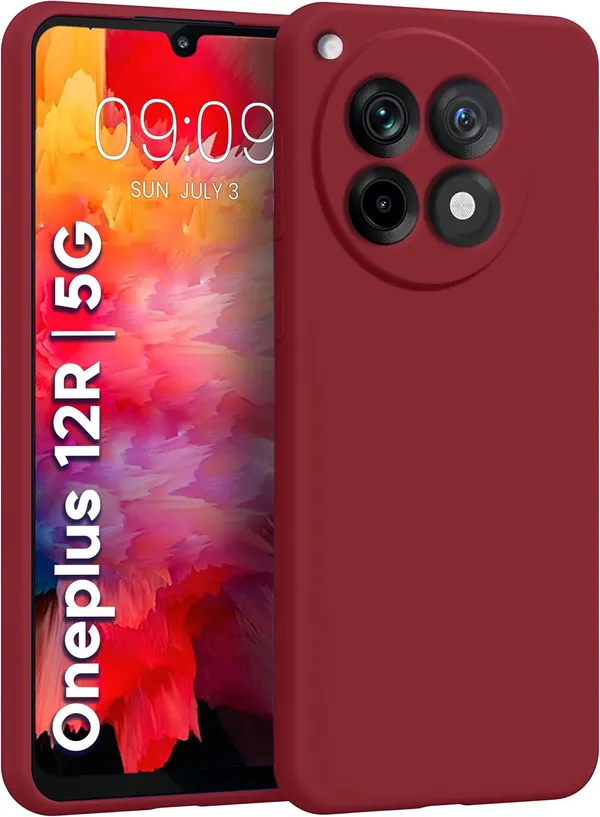 TRUEUPGRADE_Liquid_Silicone_Designed_Back_Case_Cover_for_OnePlus_12R_5G_|_Microfiber_Inside,_Full_Protection_|_Bumper_Back_Cover_Case_for_OnePlus_12R_5G_-_Wine