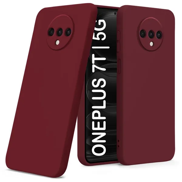 TRUEUPGRADE_Compatible_with_OnePlus_7T_Back_Cover_Case,_Liquid_Silicone_Cover,_Full_Body_Protective_Cover,_Shockproof,_Anti-Scratch_Soft_Microfiber_Lining_-_Wine