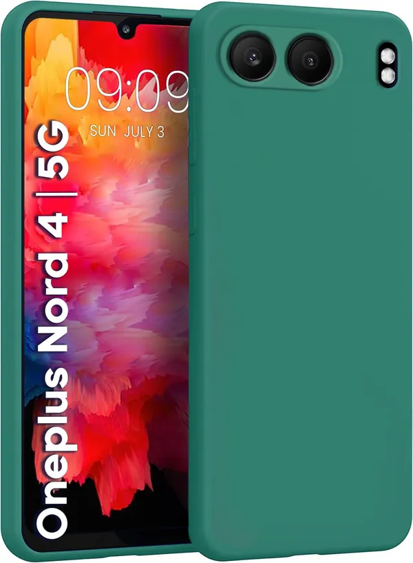 TRUEUPGRADE_Compatible_with_OnePlus_Nord_4_5G_Back_Cover_Case,_Liquid_Silicone_Cover,_Full_Body_Protective_Cover,_Shockproof,_Slim_Phone_Cover,_Anti-Scratch_Soft_Microfiber_Lining_-_Green