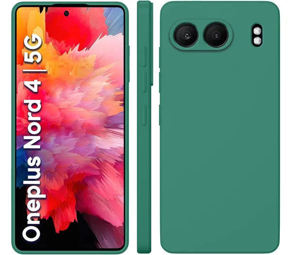 TRUEUPGRADE_Liquid_Silicone_Designed_Back_Case_Cover_for_OnePlus_Nord_4_5G_|_Microfiber_Inside,_Full_Protection_|_Bumper_Back_Cover_Case_for_OnePlus_Nord_4_5G_-_Green