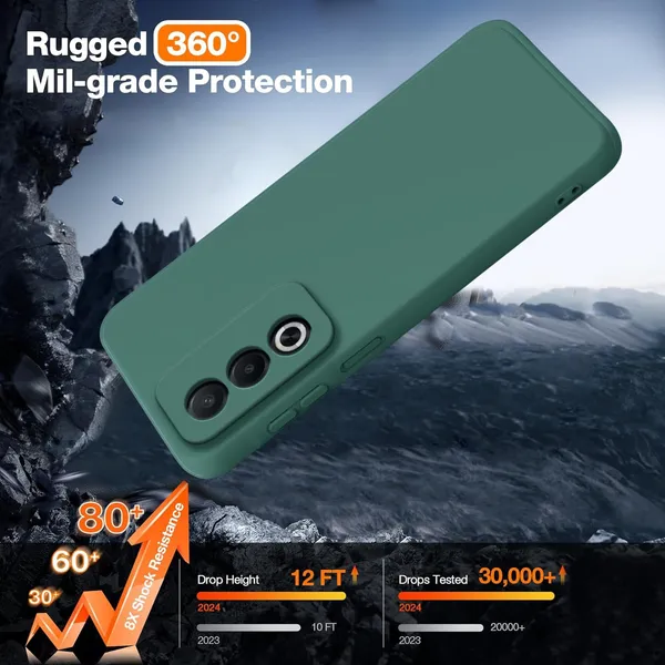 TRUEUPGRADE_Compatible_with_Oppo_K12x_5G_Back_Cover_Case,_Liquid_Silicone_Cover,_Full_Body_Protective_Cover,_Shockproof,_Anti-Scratch_Soft_Microfiber_Lining_-_Green