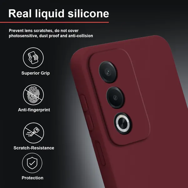 TRUEUPGRADE_Compatible_with_Oppo_K12x_5G_Back_Cover_Case,_Liquid_Silicone_Cover,_Full_Body_Protective_Cover,_Shockproof,_Anti-Scratch_Soft_Microfiber_Lining_-_Wine