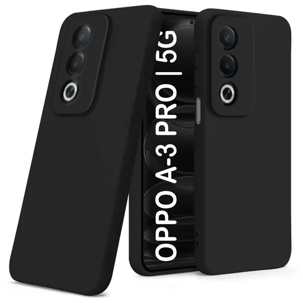 TRUEUPGRADE_Compatible_with_Oppo_A3_Pro_5G_Back_Cover_Case,_Liquid_Silicone_Cover,_Full_Body_Protective_Cover,_Shockproof,_Anti-Scratch_Soft_Microfiber_Lining_-_Black