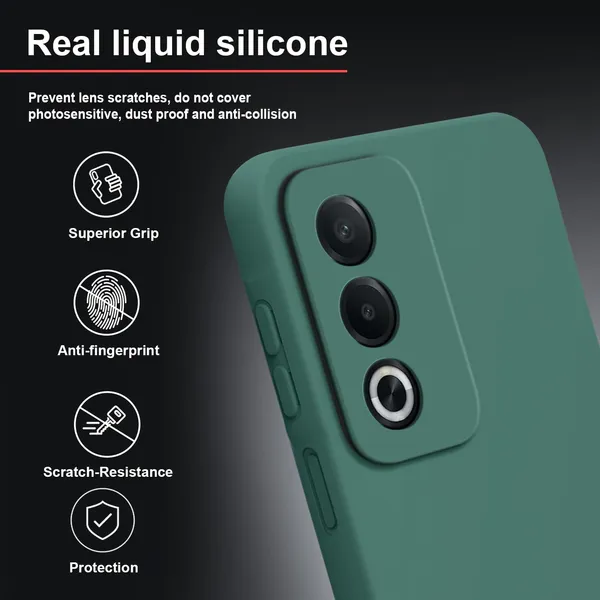 TRUEUPGRADE_Compatible_with_Oppo_A3_Pro_5G_Back_Cover_Case,_Liquid_Silicone_Cover,_Full_Body_Protective_Cover,_Shockproof,_Anti-Scratch_Soft_Microfiber_Lining_-_Green