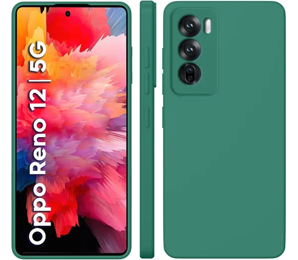 TRUEUPGRADE_Compatible_with_Oppo_Reno_12_5G_Back_Cover_Case,_Liquid_Silicone_Cover,_Full_Body_Protective_Cover,_Shockproof,_Slim_Phone_Cover,_Anti-Scratch_Soft_Microfiber_Lining_-_Green