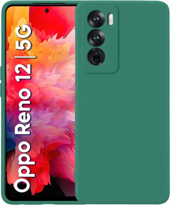 TRUEUPGRADE_Compatible_with_Oppo_Reno_12_5G_Back_Cover_Case,_Liquid_Silicone_Cover,_Full_Body_Protective_Cover,_Shockproof,_Slim_Phone_Cover,_Anti-Scratch_Soft_Microfiber_Lining_-_Green