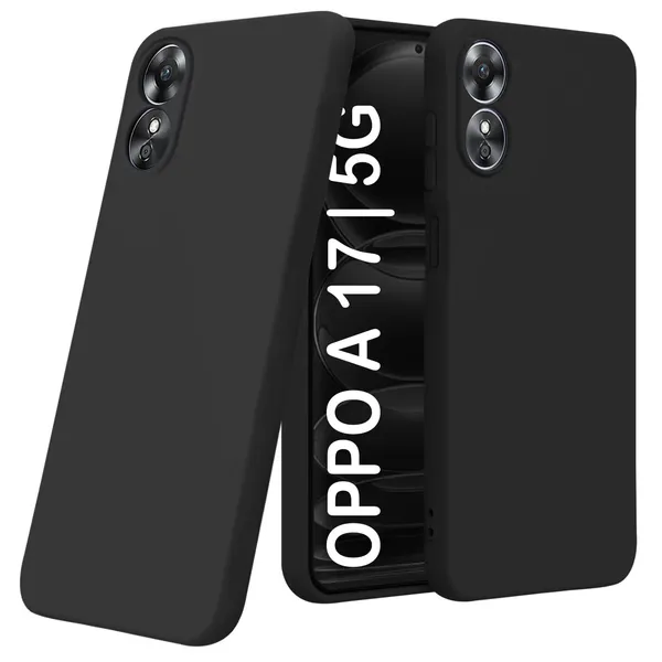TRUEUPGRADE_Liquid_Silicone_Designed_Back_Case_Cover_for_Oppo_A17_|_Microfiber_Inside,_Full_Protection_|_Bumper_Back_Cover_Case_for_Oppo_A17_Black