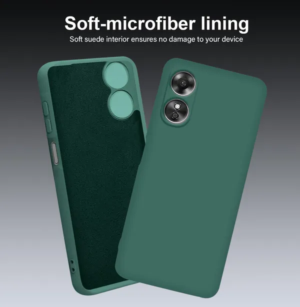 TRUEUPGRADE_Liquid_Silicone_Designed_Back_Case_Cover_for_Oppo_A17_|_Microfiber_Inside,_Full_Protection_|_Bumper_Back_Cover_Case_for_Oppo_A17_Green