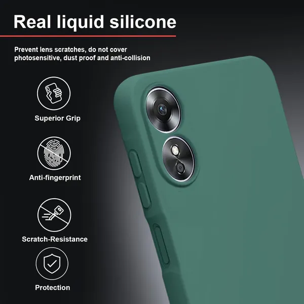 TRUEUPGRADE_Liquid_Silicone_Designed_Back_Case_Cover_for_Oppo_A17_|_Microfiber_Inside,_Full_Protection_|_Bumper_Back_Cover_Case_for_Oppo_A17_Green