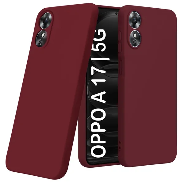 TRUEUPGRADE_Liquid_Silicone_Designed_Back_Case_Cover_for_Oppo_A17_|_Microfiber_Inside,_Full_Protection_|_Bumper_Back_Cover_Case_for_Oppo_A17_Wine