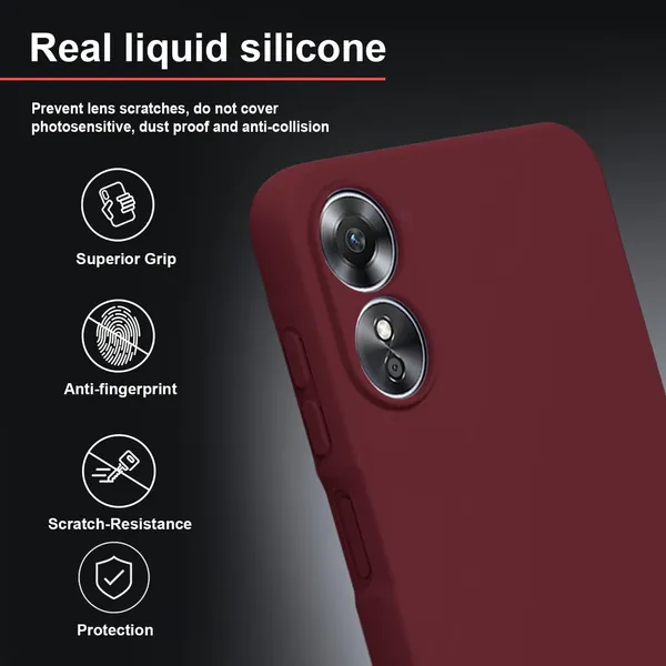 TRUEUPGRADE_Liquid_Silicone_Designed_Back_Case_Cover_for_Oppo_A17_|_Microfiber_Inside,_Full_Protection_|_Bumper_Back_Cover_Case_for_Oppo_A17_Wine