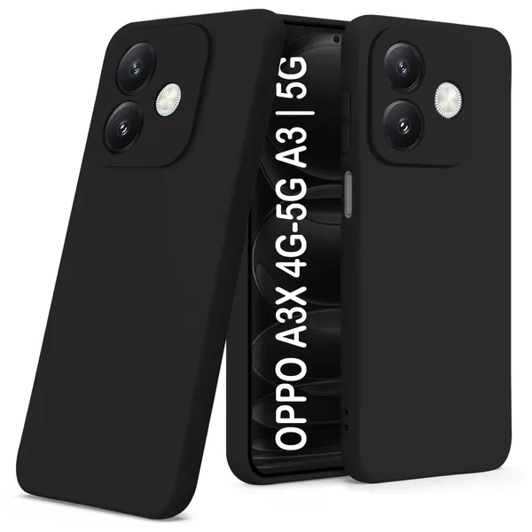 TRUEUPGRADE_Compatible_with_Oppo_A3x_5G_/_A3x_4G_/_A3_5G_Back_Cover_Case,_Liquid_Silicone_Cover,_Full_Body_Protective_Cover,_Shockproof,_Anti-Scratch_Soft_Microfiber_Lining_-_Black