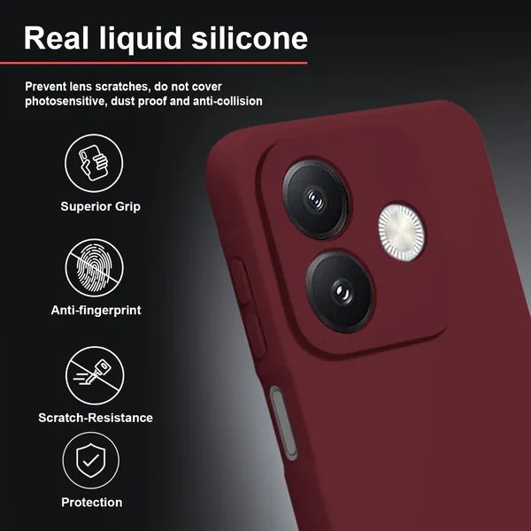 TRUEUPGRADE_Compatible_with_Oppo_A3x_5G_/_A3x_4G_/_A3_5G_Back_Cover_Case,_Liquid_Silicone_Cover,_Full_Body_Protective_Cover,_Shockproof,_Anti-Scratch_Soft_Microfiber_Lining_-_Wine