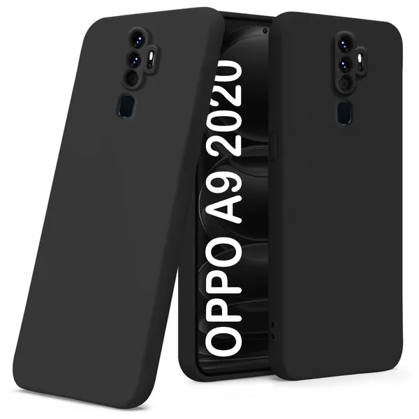 TRUEUPGRADE_Compatible_with_Oppo_A5_2020_/_A9_2020_Back_Cover_Case,_Liquid_Silicone_Cover,_Full_Body_Protective_Cover,_Shockproof,_Anti-Scratch_Soft_Microfiber_Lining_-_Black