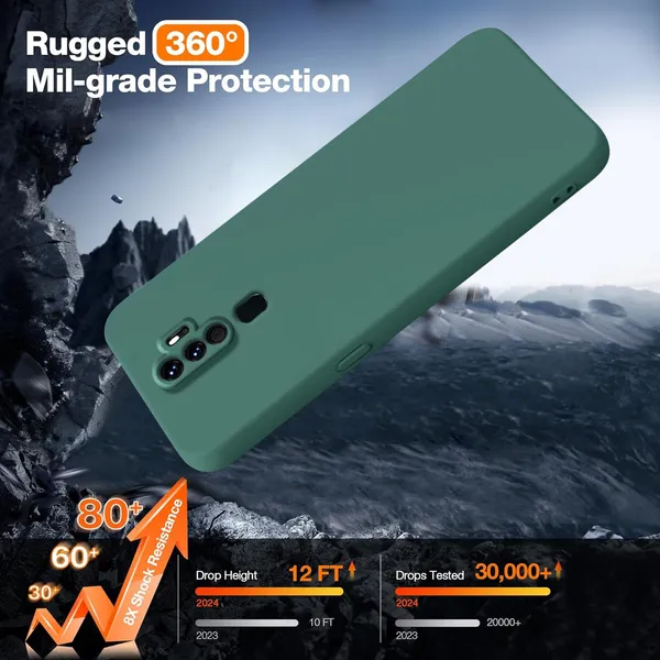 TRUEUPGRADE_Compatible_with_Oppo_A5_2020_/_A9_2020_Back_Cover_Case,_Liquid_Silicone_Cover,_Full_Body_Protective_Cover,_Shockproof,_Anti-Scratch_Soft_Microfiber_Lining_-_Green