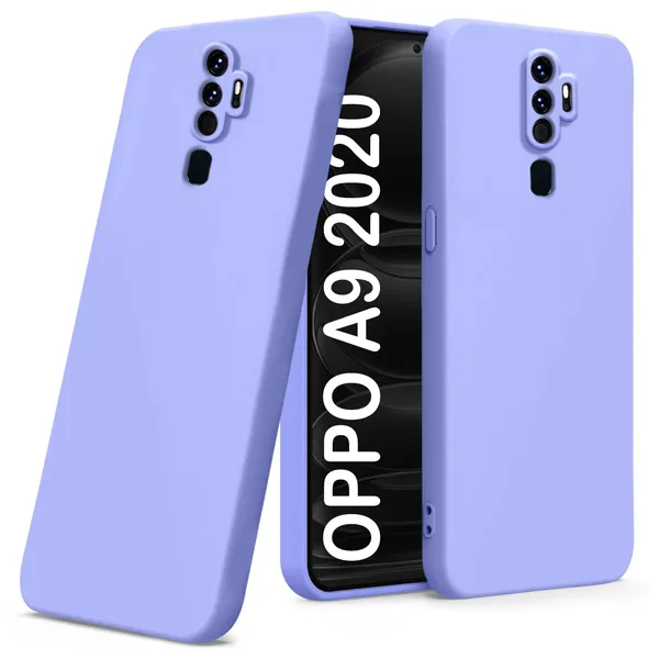 TRUEUPGRADE_Compatible_with_Oppo_A5_2020_/_A9_2020_Back_Cover_Case,_Liquid_Silicone_Cover,_Full_Body_Protective_Cover,_Shockproof,_Anti-Scratch_Soft_Microfiber_Lining_-_Purple