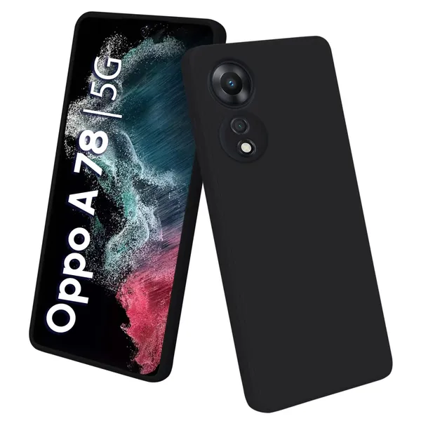 TRUEUPGRADE_Liquid_Silicone_Designed_Back_Case_Cover_for_Oppo_A78_5G_|_Microfiber_Inside_|_Bumper_Back_Cover_Case_for_Oppo_A78_5G_-_Black