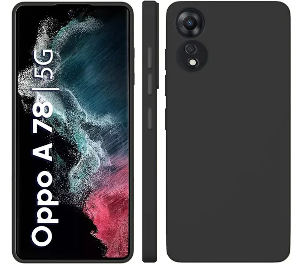 TRUEUPGRADE_Liquid_Silicone_Designed_Back_Case_Cover_for_Oppo_A78_5G_|_Microfiber_Inside_|_Bumper_Back_Cover_Case_for_Oppo_A78_5G_-_Black