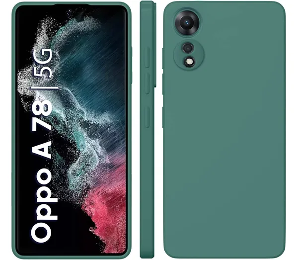 TRUEUPGRADE_Liquid_Silicone_Designed_Back_Case_Cover_for_Oppo_A78_5G_|_Microfiber_Inside_|_Bumper_Back_Cover_Case_for_Oppo_A78_5G_-_Green