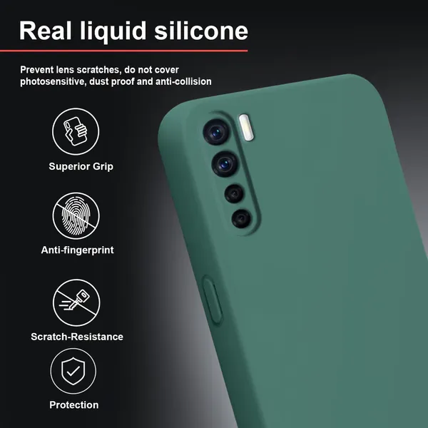 TRUEUPGRADE_Compatible_with_Oppo_F15_Back_Cover_Case,_Liquid_Silicone_Cover,_Full_Body_Protective_Cover,_Shockproof,_Anti-Scratch_Soft_Microfiber_Lining_-_Green