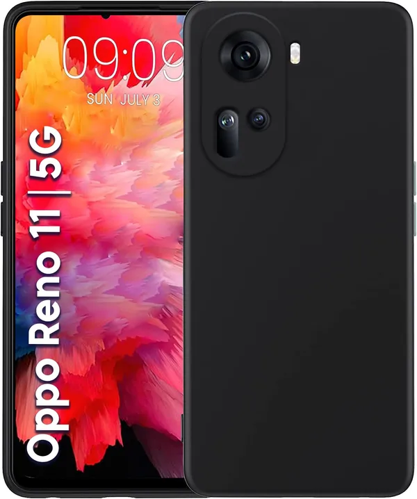 TRUEUPGRADE_Compatible_with_Oppo_Reno_11_5G_Back_Cover_Case,_Liquid_Silicone_Cover,_Full_Body_Protective_Cover,_Shockproof,_Slim_Phone_Cover,_Anti-Scratch_Soft_Microfiber_Lining_-_Black