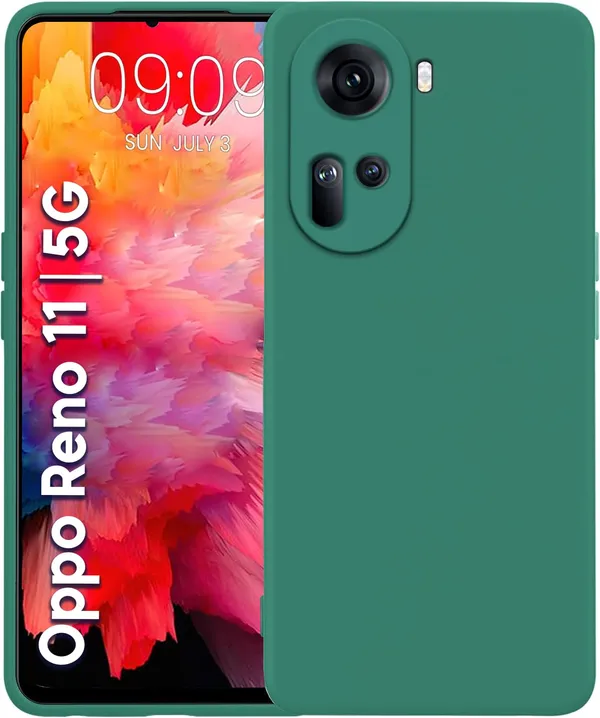 TRUEUPGRADE_Liquid_Silicone_Designed_Back_Case_Cover_for_Oppo_Reno_11_5G_|_Microfiber_Inside_|_Bumper_Back_Cover_Case_for_Oppo_Reno_11_5G_-_Green