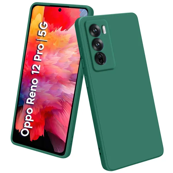 TRUEUPGRADE_Compatible_with_Oppo_Reno_12_Pro_5G_Back_Cover_Case,_Liquid_Silicone_Cover,_Shockproof,_Anti-Scratch_Soft_Microfiber_Lining_-_Green