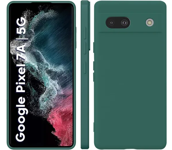 TRUEUPGRADE_Liquid_Silicone_Designed_Back_Case_Cover_for_Google_Pixel_7A_|_Microfiber_Inside_|_Bumper_Back_Cover_Case_for_Google_Pixel_7A_-_Green