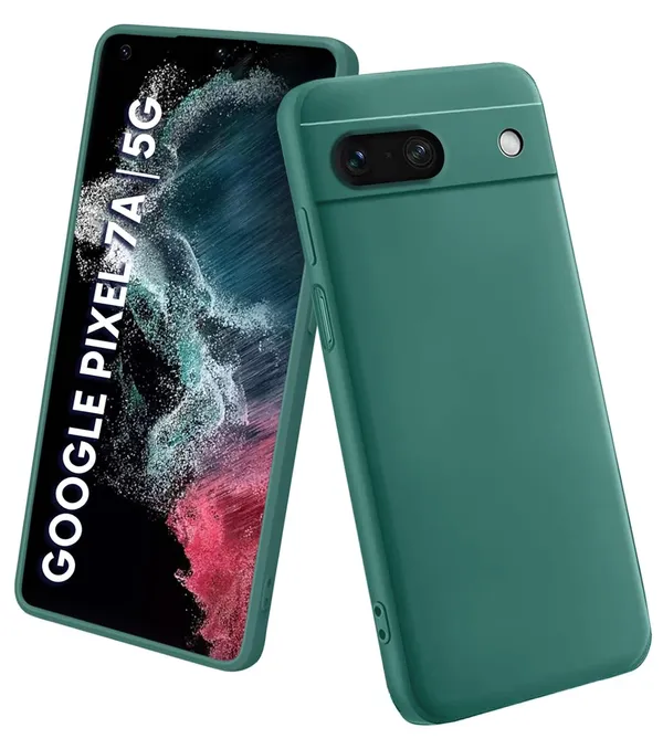 TRUEUPGRADE_Liquid_Silicone_Designed_Back_Case_Cover_for_Google_Pixel_7A_|_Microfiber_Inside_|_Bumper_Back_Cover_Case_for_Google_Pixel_7A_-_Green