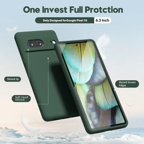 TRUEUPGRADE_Liquid_Silicone_Designed_Back_Case_Cover_for_Google_Pixel_7A_|_Microfiber_Inside_|_Bumper_Back_Cover_Case_for_Google_Pixel_7A_-_Green