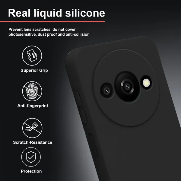 TRUEUPGRADE_Compatible_with_Redmi_A3_|_Redmi_A3X_|_Poco_C61_Back_Cover_Case,_Liquid_Silicone_Cover,_Full_Body_Protective_Cover,_Shockproof,_Anti-Scratch_Soft_Microfiber_Lining_-_Black