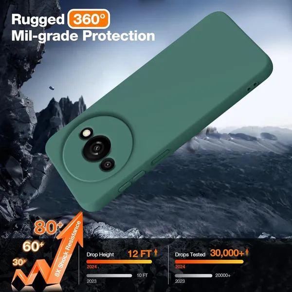 TRUEUPGRADE_Compatible_with_Redmi_A3_|_Redmi_A3X_|_Poco_C61_Back_Cover_Case,_Liquid_Silicone_Cover,_Full_Body_Protective_Cover,_Shockproof,_Anti-Scratch_Soft_Microfiber_Lining_-_Green