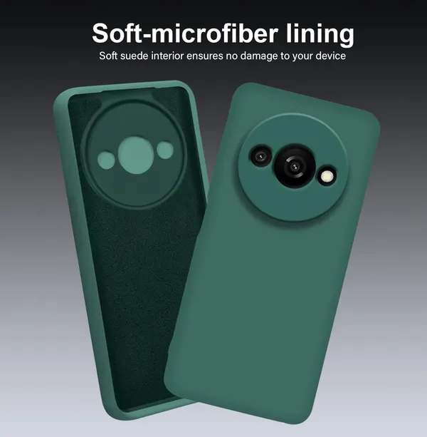 TRUEUPGRADE_Compatible_with_Redmi_A3_|_Redmi_A3X_|_Poco_C61_Back_Cover_Case,_Liquid_Silicone_Cover,_Full_Body_Protective_Cover,_Shockproof,_Anti-Scratch_Soft_Microfiber_Lining_-_Green