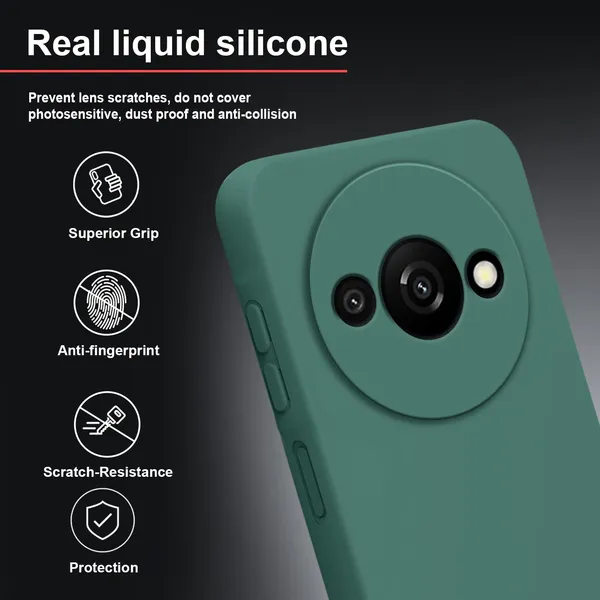 TRUEUPGRADE_Compatible_with_Redmi_A3_|_Redmi_A3X_|_Poco_C61_Back_Cover_Case,_Liquid_Silicone_Cover,_Full_Body_Protective_Cover,_Shockproof,_Anti-Scratch_Soft_Microfiber_Lining_-_Green