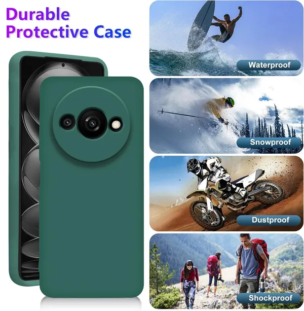TRUEUPGRADE_Compatible_with_Redmi_A3_|_Redmi_A3X_|_Poco_C61_Back_Cover_Case,_Liquid_Silicone_Cover,_Full_Body_Protective_Cover,_Shockproof,_Anti-Scratch_Soft_Microfiber_Lining_-_Green