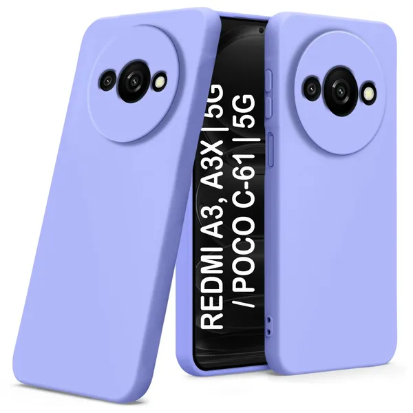 TRUEUPGRADE_Compatible_with_Redmi_A3_|_Redmi_A3X_|_Poco_C61_Back_Cover_Case,_Liquid_Silicone_Cover,_Full_Body_Protective_Cover,_Shockproof,_Anti-Scratch_Soft_Microfiber_Lining_-_Purple