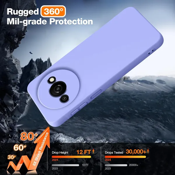 TRUEUPGRADE_Compatible_with_Redmi_A3_|_Redmi_A3X_|_Poco_C61_Back_Cover_Case,_Liquid_Silicone_Cover,_Full_Body_Protective_Cover,_Shockproof,_Anti-Scratch_Soft_Microfiber_Lining_-_Purple