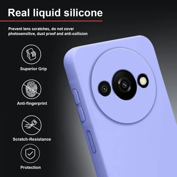 TRUEUPGRADE_Compatible_with_Redmi_A3_|_Redmi_A3X_|_Poco_C61_Back_Cover_Case,_Liquid_Silicone_Cover,_Full_Body_Protective_Cover,_Shockproof,_Anti-Scratch_Soft_Microfiber_Lining_-_Purple