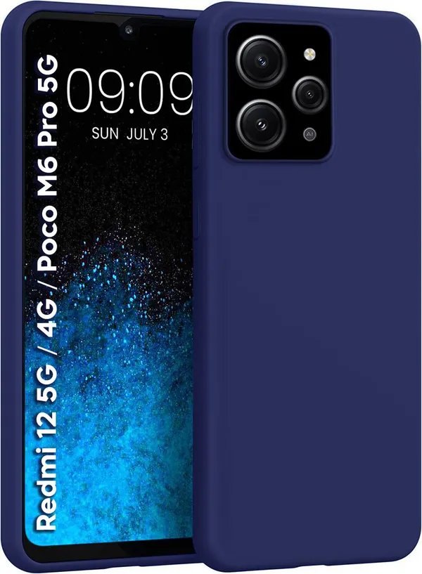 Mi_Redmi_12_5G_|_4G_|_Poco_M6_Pro_5G_Blue_Silicone_Protective_Back_Case_Cover