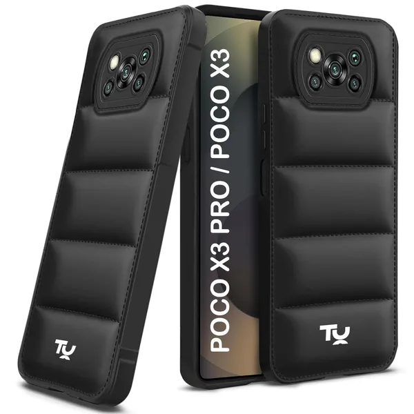 TRUEUPGRADE_Back_Case_Cover_for_Poco_X3_/_Poco_X3_Pro_|_Compatible_for_Poco_X3_/_Poco_X3_Pro_Back_Case_Cover_|_Puff_Case_with_Camera_Protection_|Black