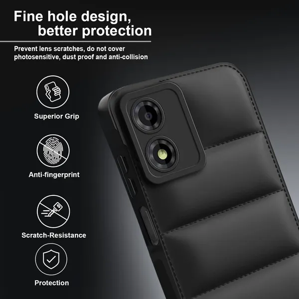 TRUEUPGRADE_Designed_for_Motorola_Moto_E13_Back_Cover_|_Camera_Bump_&_360�_Flexible_Puff_Armor_Protection_|_Matte_Soft_Shock_Proof_Rubberised_Back_Case_Cover_(Black)