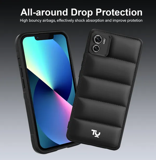 TRUEUPGRADE_Designed_for_Motorola_Moto_E22s_4G_/_E32_4G_Back_Cover_|_Camera_Bump_&_360�_Flexible_Puff_Armor_Protection_|_Matte_Soft_Shock_Proof_Rubberised_Back_Case_Cover_(Black)